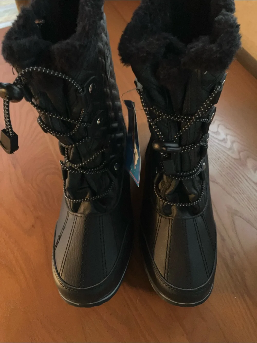 Black New Totes Girls size Quilted Winter Boots with Faux Fur Thermolite